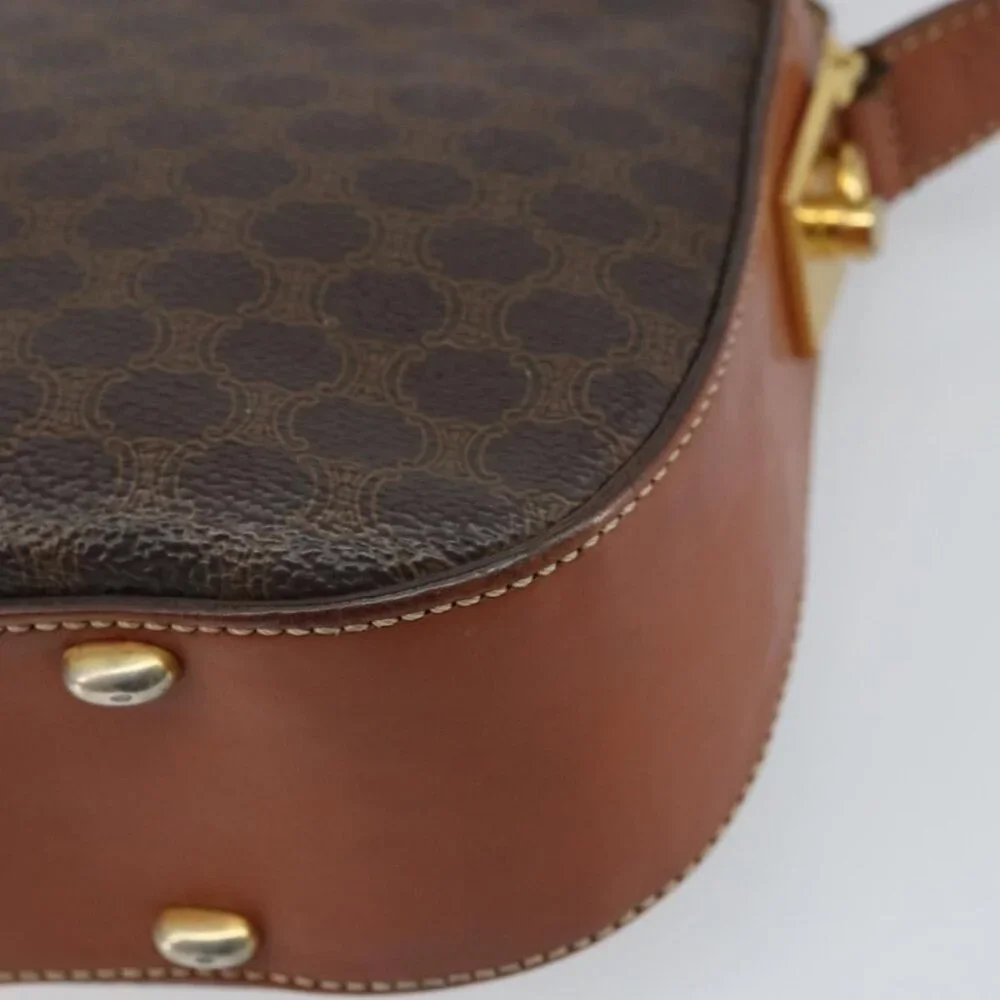 Authentic CELINE Macadam Canvas Shoulder Bag PVC Leather Brown Gold - Picture 8 of 16